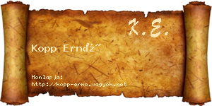 Kopp Ernő névjegykártya